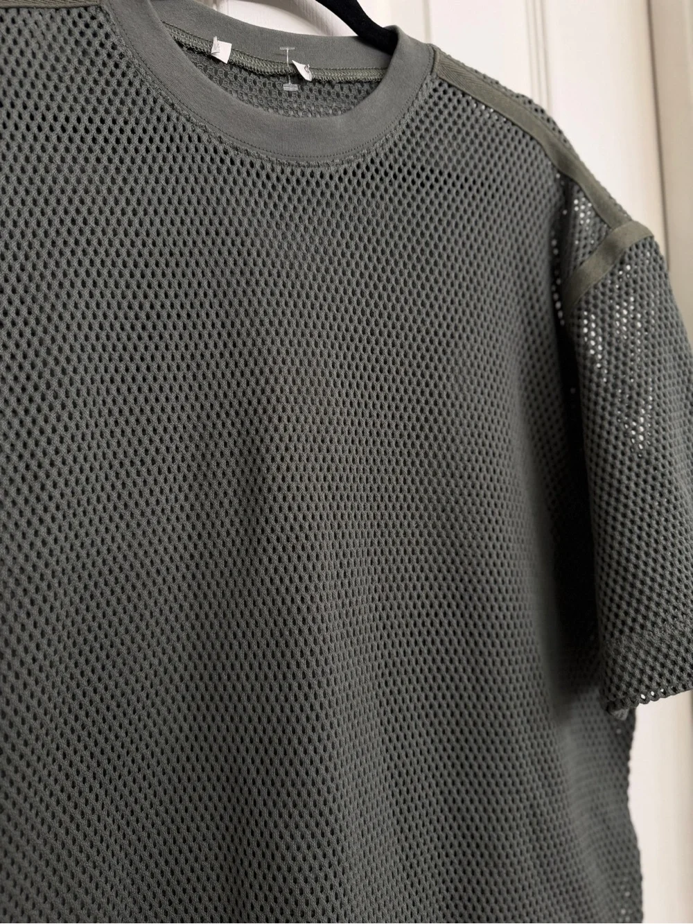7115 Men's Mesh Short-Sleeve Crewneck Shirt Cotton Olive Army Green